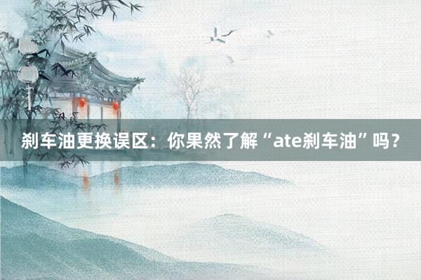 刹车油更换误区：你果然了解“ate刹车油”吗？